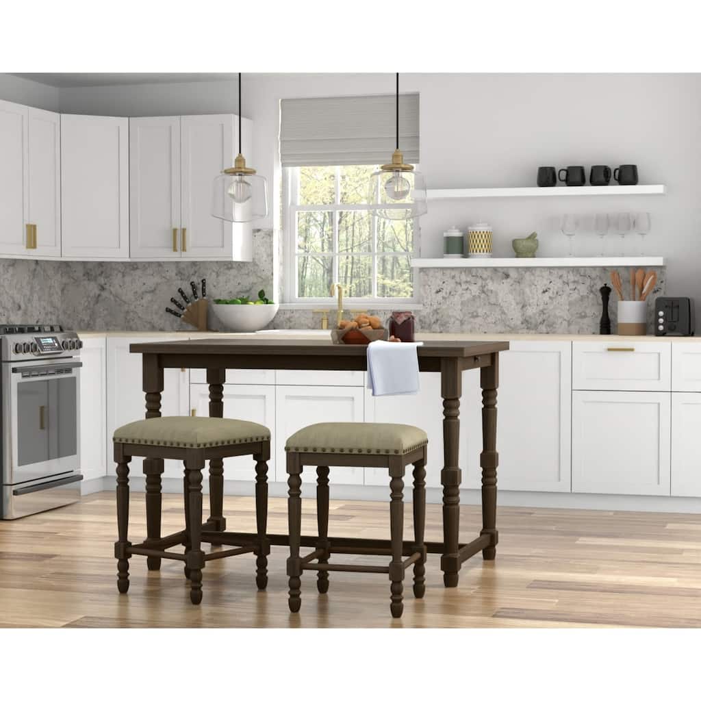 Peppered Upholstered Seat Barstools - 26" - Set of 2 - Gray and Brown