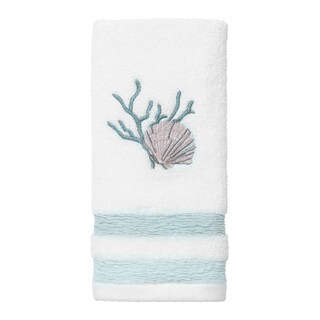 Avanti Linens Asciugamano Da Bagno Coastal Terrazzo – Cotone 100% – Bianco Con Ricamo Blu