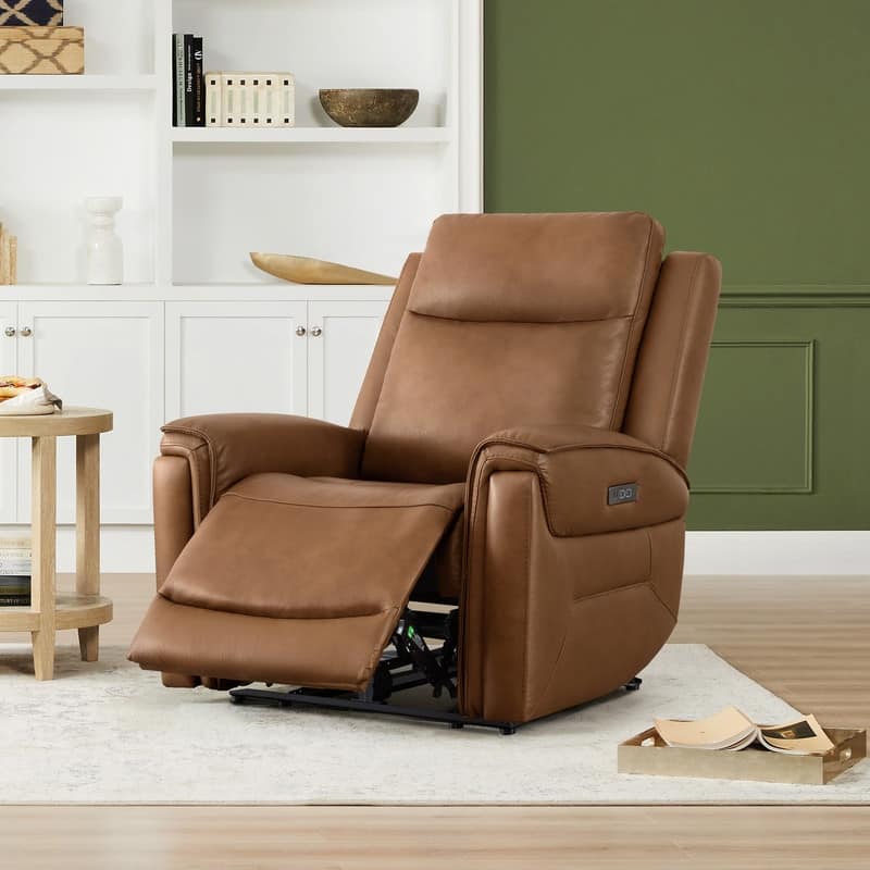 Spruce & Spring Dual Motors Genuine Leather Zero Gravity Recliner with Power Headrest