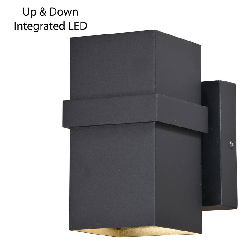 Lavage Aluminum 2 Light LED Black Rectangle Outdoor Wall Lantern - 4-in W x 7-in H x 5.5-in D