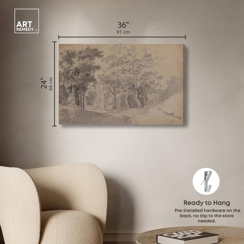 Grove with Road and Haycart Canvas by Art Remedy, Gallery Wrapped