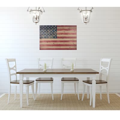 "American Flag" Vintage Print on Planked Wood Wall Art
