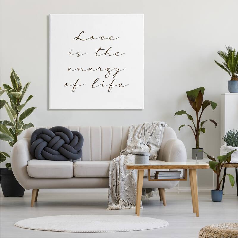 Stupell Love Is Energy of Life Phrase Motivational Romantic Canvas Wall Art - White