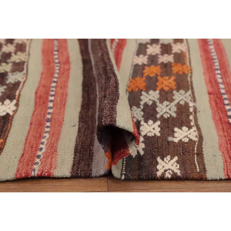 Hand Woven Oriental 100% Wool Carpet Southwestern Tribal Multi-Colored Kilim Area Rug - 8' 7'' X 4' 8''