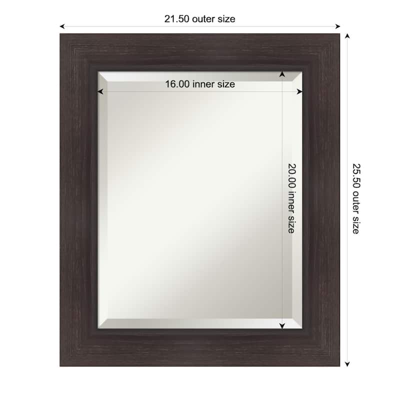 Sloped Beveled Framed Bathroom Vanity Wall Mirror - 22 x 26 in - Sloped Espresso