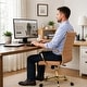 preview thumbnail 52 of 98, Benmar Ribbed Leather Executive High Back Office Chair with Gold Frame, Swivel, Tilt, Lumbar Support
