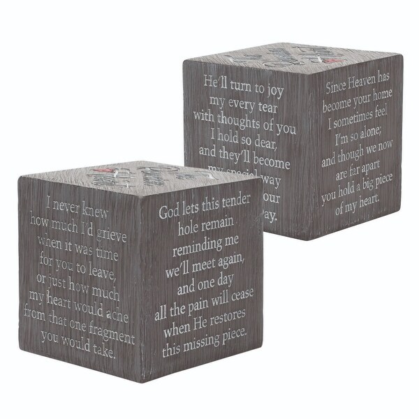 3" Memorial Poem Resin Bereavement Heart Tabletop Cube Decoration - N/A
