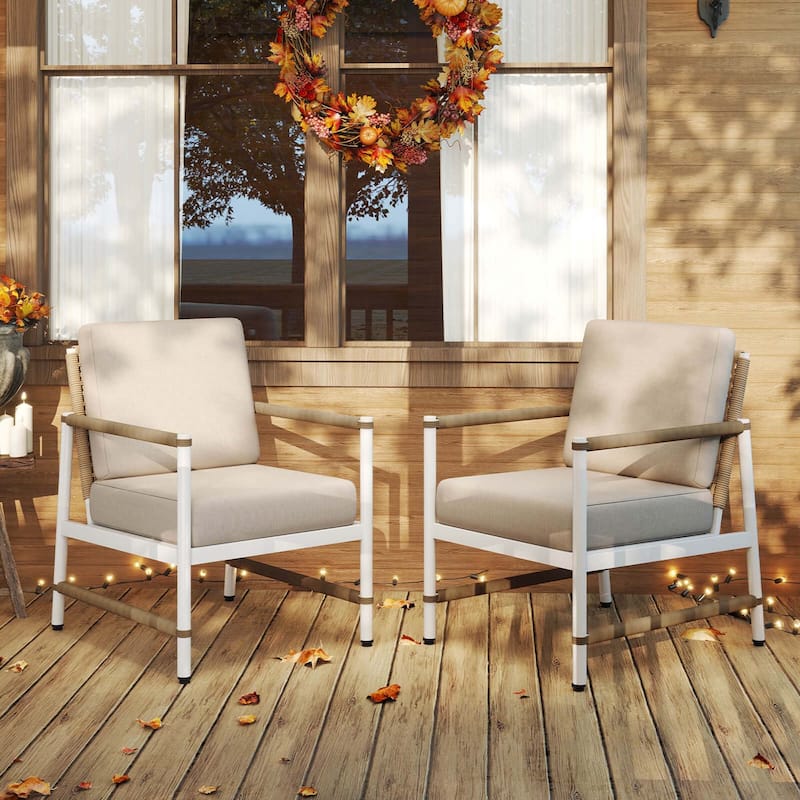 2 PCS Patio Furniture Set Outdoor Aluminum Conversation Set w/ Cushions