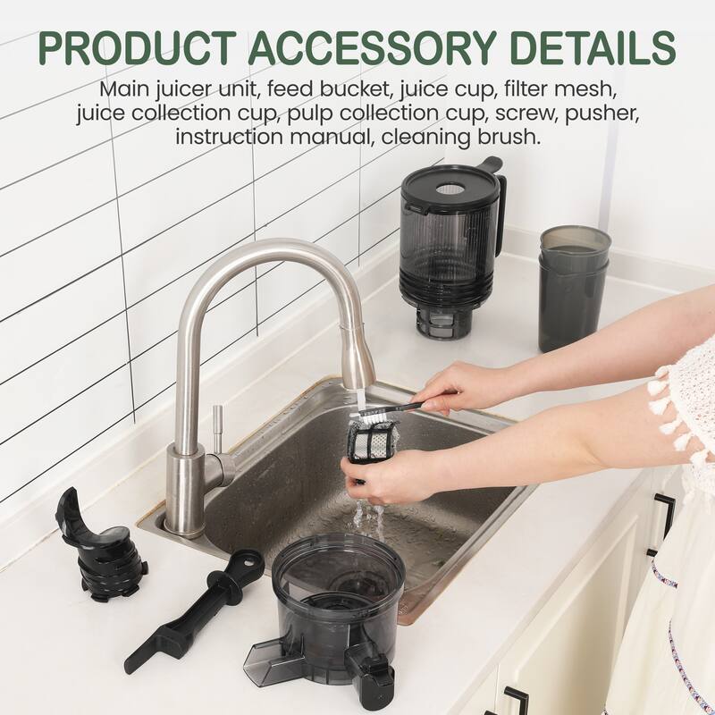 Juicer Machines, 5.9" Wide Feed Chute Cold Press Juicer