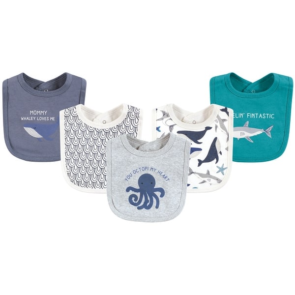 slide 1 of 1, Touched by Nature Infant Boy Organic Cotton Bibs, Mystic Sea, One Size - Mystic Sea - One Size One Size - Mystic Sea