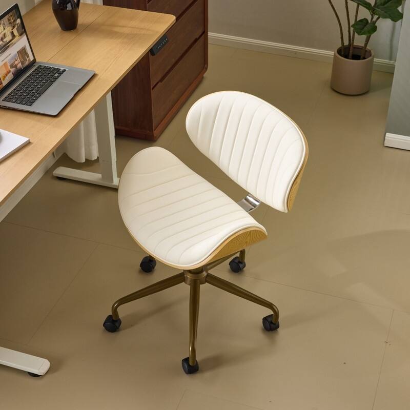 PU Curved Office Chair With Antique Bronze Base
