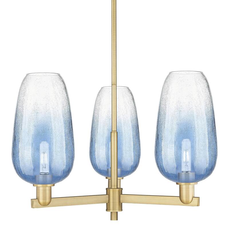 Innovations Lighting 716-3CR-17-18 Brookhaven Flute Chandelier - Brushed Brass / Sapphire Blue