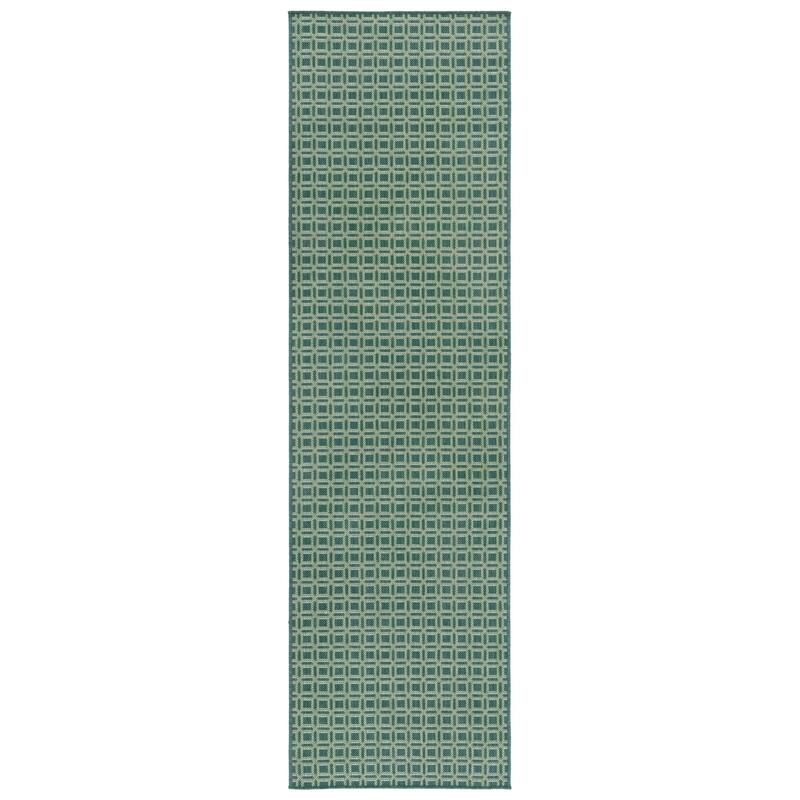 SAFAVIEH Terrace Ganit Indoor/Outdoor Washable Backyard Patio Rug - 2'3" x 8' Runner - Dark Green/Light Green