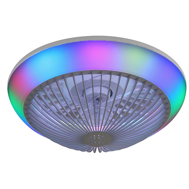 15"/19''/20"/42" RGB Color Dimmable LED Ceiling Fan with APP & Remote Control 6 Wind Speed, with Bluetooth Speaker Optional