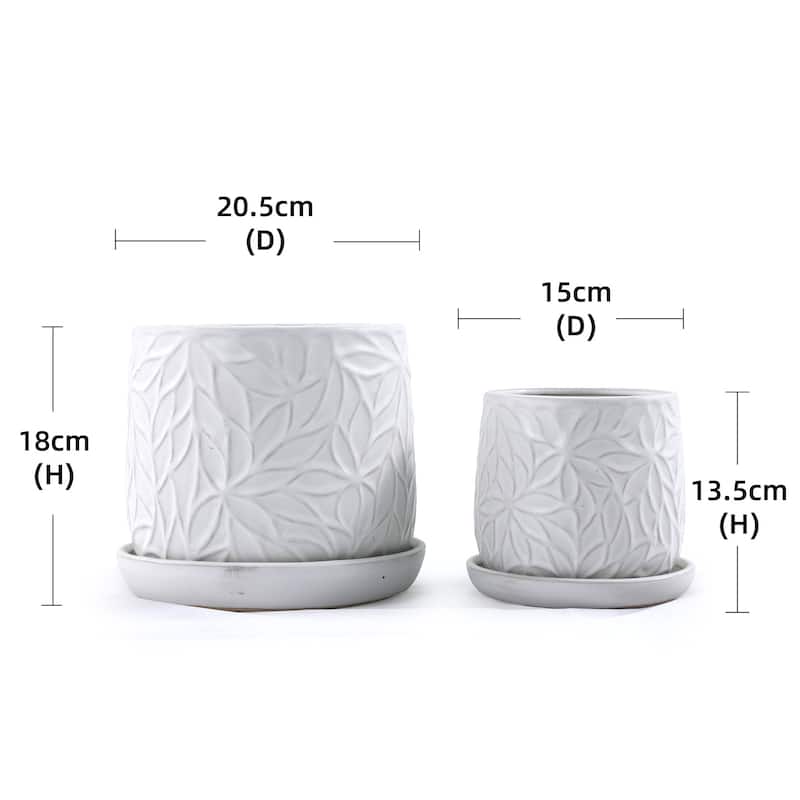 Ceramic Planters with Drainage Hole - Frost Proof Indoor Outdoor Flower Pots, 2pc