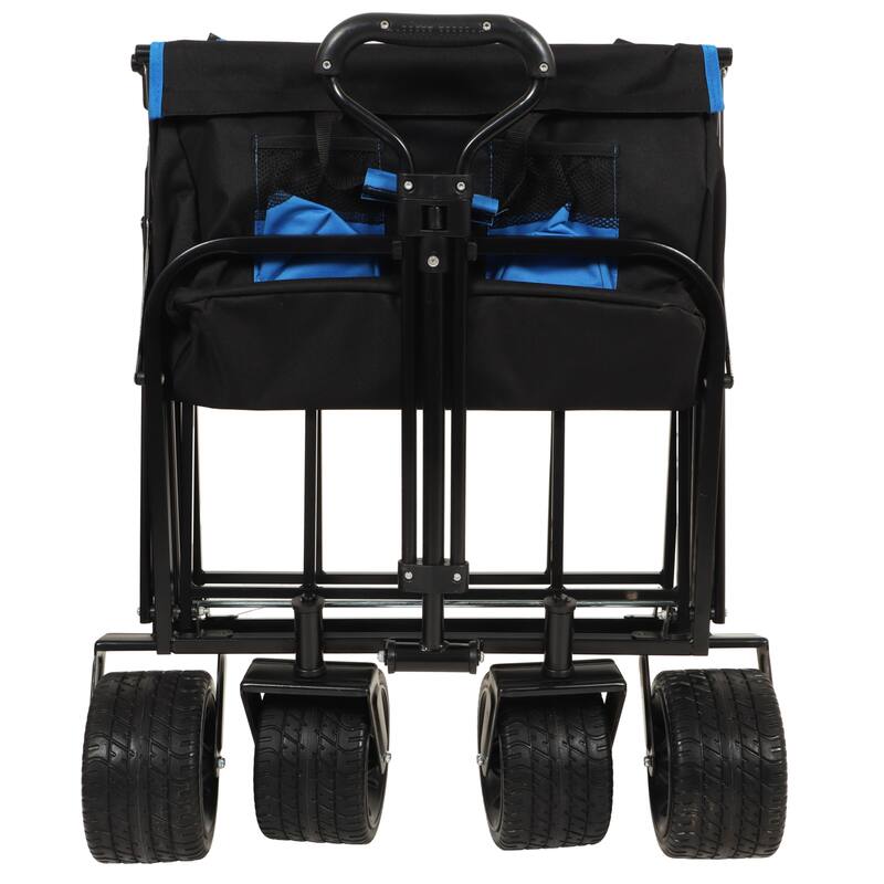 400lbs Collapsible Foldable Wagon Cart, Beach Wagon Utility Cart Utility Wagon Grocery Cart for Camping Shopping Sports