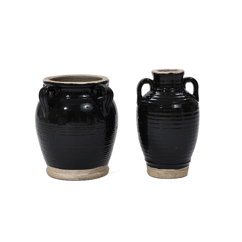 Black Jug Terracotta Round Vase (Single)