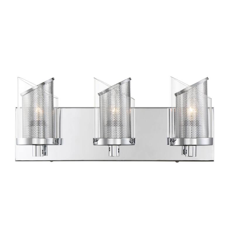 Varaluz So Inclined 3-Light Glass and Mesh Bathroom Vanity Light - Chrome