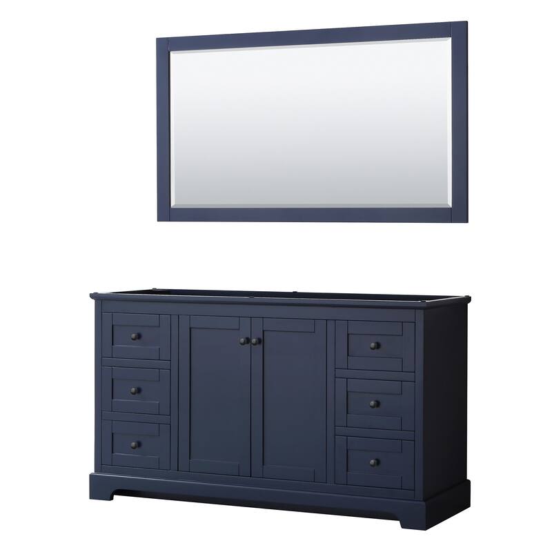 Wyndham Collection Avery 60" Single Free Standing Vanity Cabinet - - Dark Blue / Matte Black Hardware