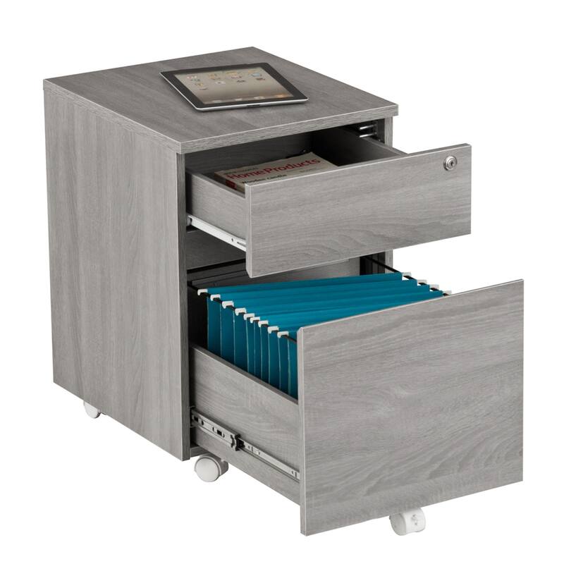 Techni Mobili Rolling Two Drawer Vertical Filing Cabinet with Lock and Storage