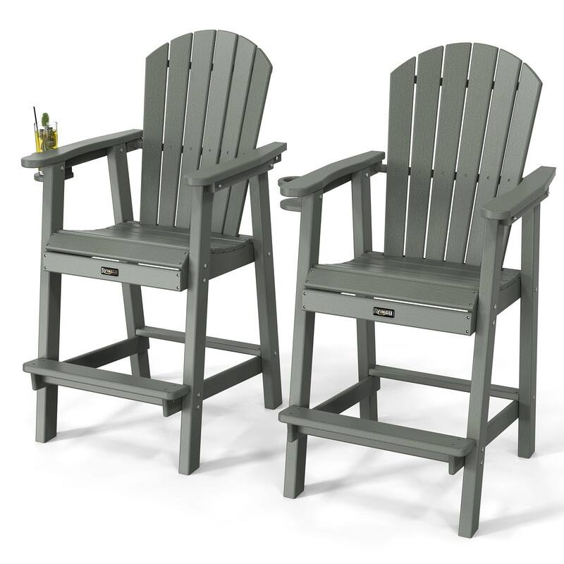 HDPE Adirondack Bar Stools with Cup Holder
