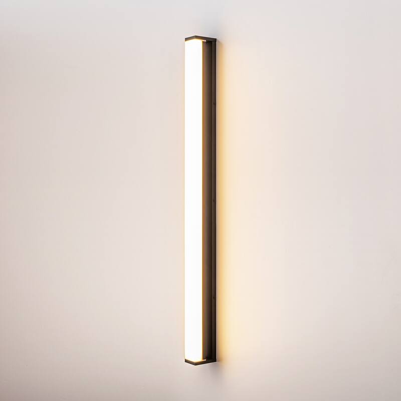 39.3 in. Modern Linear Long Strip LED Wall Sconce Black Outdoor Wall Lights/Flush Mount Patio Lights