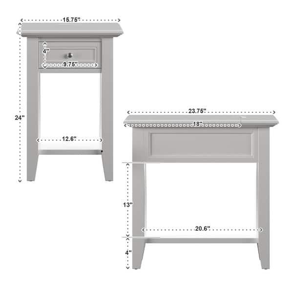 Zayden 1-drawer Side Table with Charging Station by iNSPIRE Q Bold