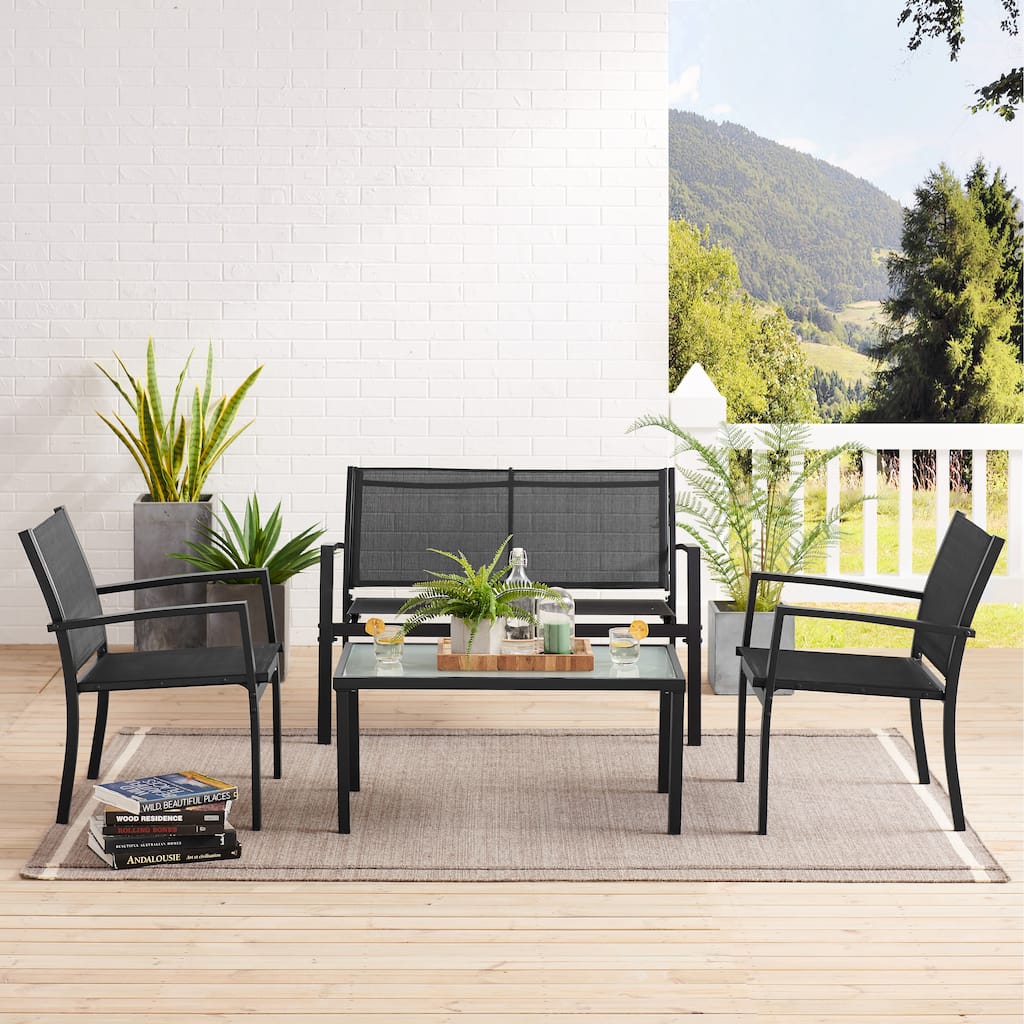 Corvus Antonio 4-piece Outdoor Sling Fabric Conversation Set