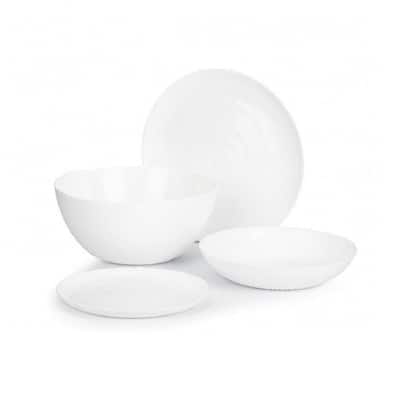 Luminarc Ammonite White Glass Dinnerware Set of 19 for 6