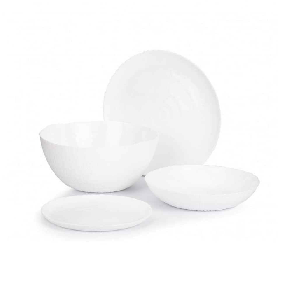Luminarc Ammonite White Glass Dinnerware Set of 19 for 6