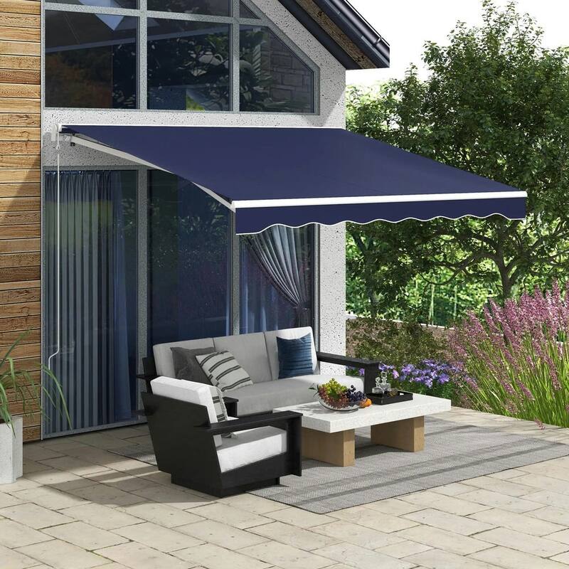 10'x8' Electric Retractable Awning,Remote Controller and Manual Crank
