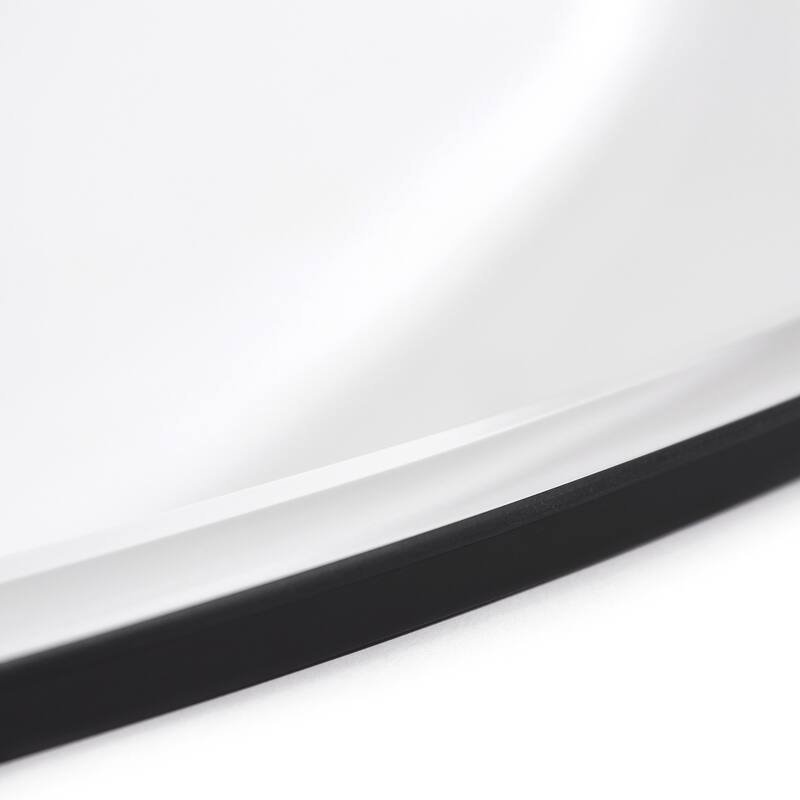 Frameless Beveled Octagonal Scallop Black Matte Finished Wall Mirror, 1" Beveled Rectangular Scalloped Mirror - 28" x 38" x 0.6"