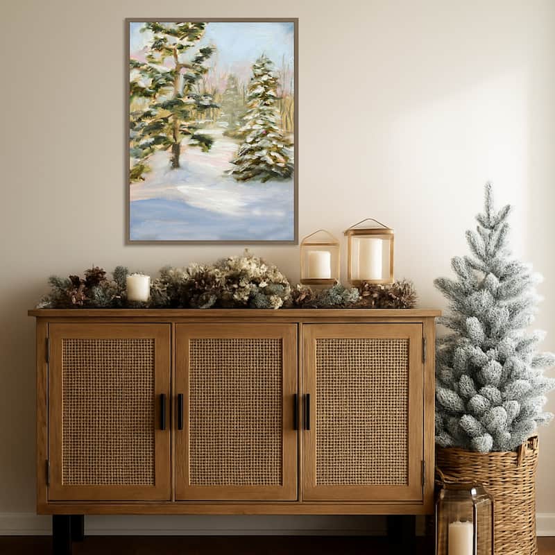 Trees in Winter by Sandra Iafrate Framed Canvas Wall Art Print - Sylvie Dark Gold