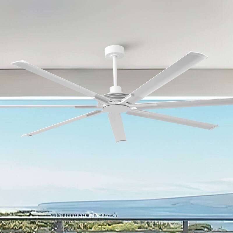 Ceiling Fan Modern 100" Industrial 7-Blade White Metal