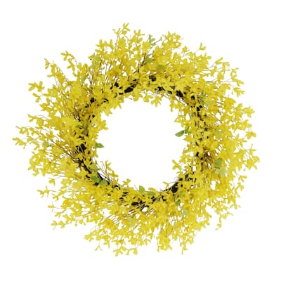 Puleo International 30" Artificial Winter Jasmine Floral Spring Wreath
