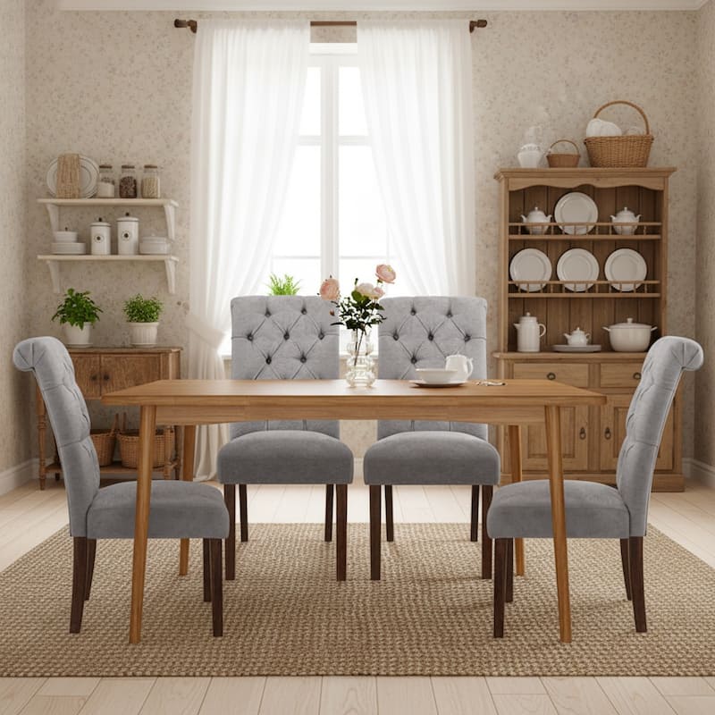 RENEWLINE Tufted Parsons Dining Side Chairs ,Upholstered Fabric Dining Chairs Kitchen Chairs with Padded Seat(Set Of 2)