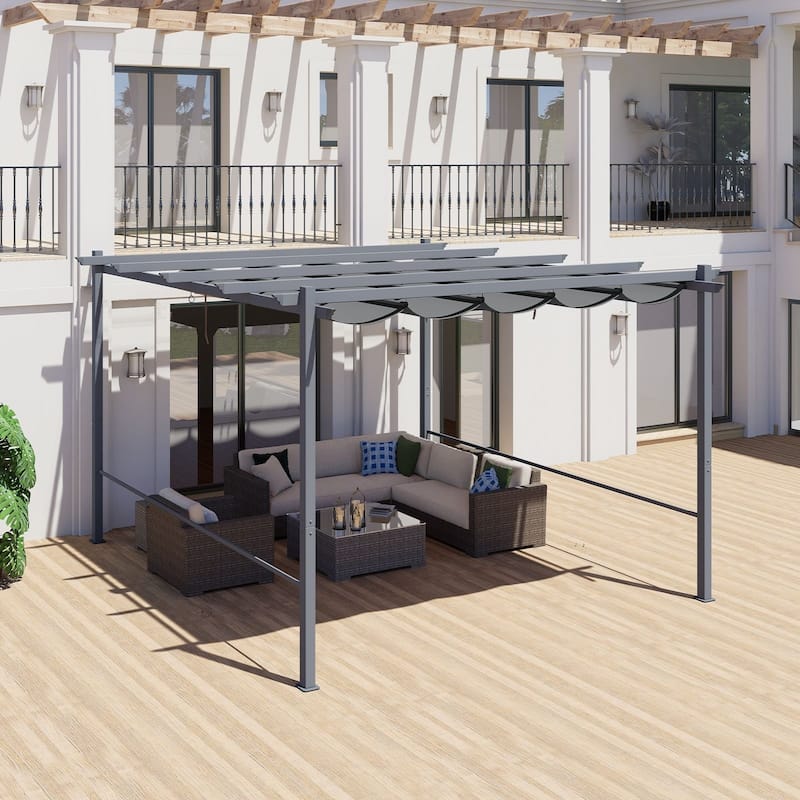 Aoodor Pergola Replacement Canopy- Retractable Sun Shade Cover