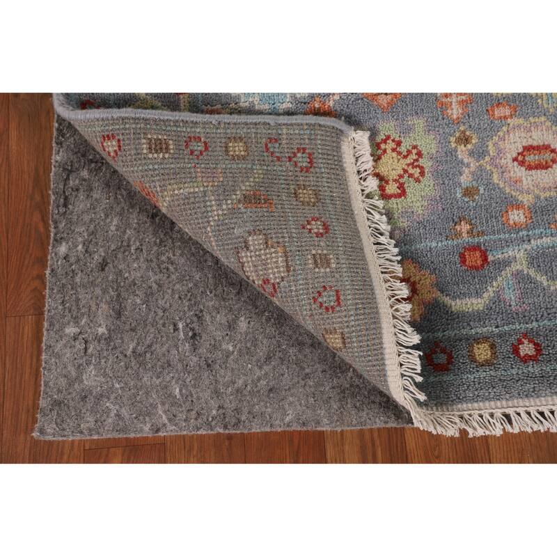 All-Over Floral Oushak Indian Runner Rug Handmade Wool Carpet - 2'7"x 9'11"