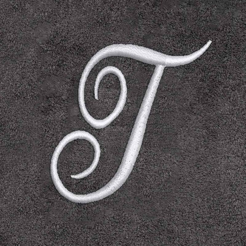 Avanti Linens Granite/Silver Script Monogram Bath Towel Letter T - Bath Towel