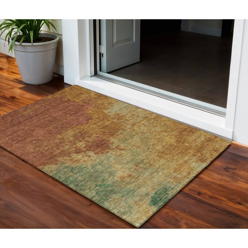 HomeRoots Abstract Transitional Rectangle Outdoor Rug - 3' x 5'