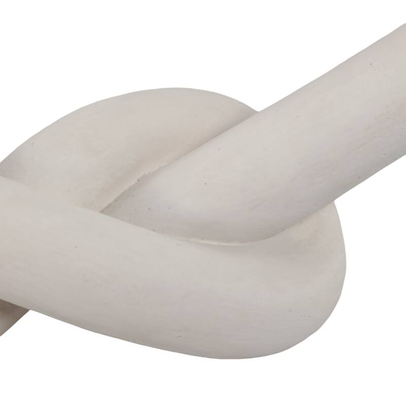 Pottery and Cement Novelty Knot Decorative Sculpture - 11" White - 11" x 4" x 5"