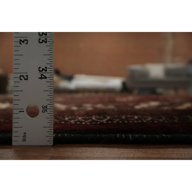 Hand Knotted Oriental 100% Wool Carpet Traditional All-Over Red Turkoman Area Rug - 12' 3'' X 9' 0''