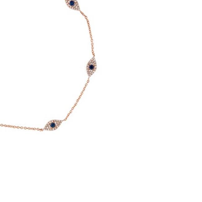 Joelle Collection Evil Eye Diamond Bracelet - Blue Sapphire With 14K Gold Bracelet Elegant Gift Stackable Brcaelet