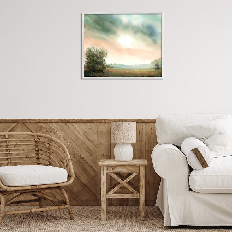Stupell Sunrise over Pastoral Field Framed Giclee Art Design By Ashley Davis
