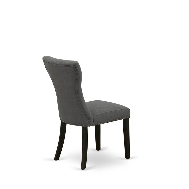 East West Furniture Gallatin Parson Dining Chairs - Button Tufted Nailhead Trim Linen Fabric Chairs, Set of 2, (Finish Options)