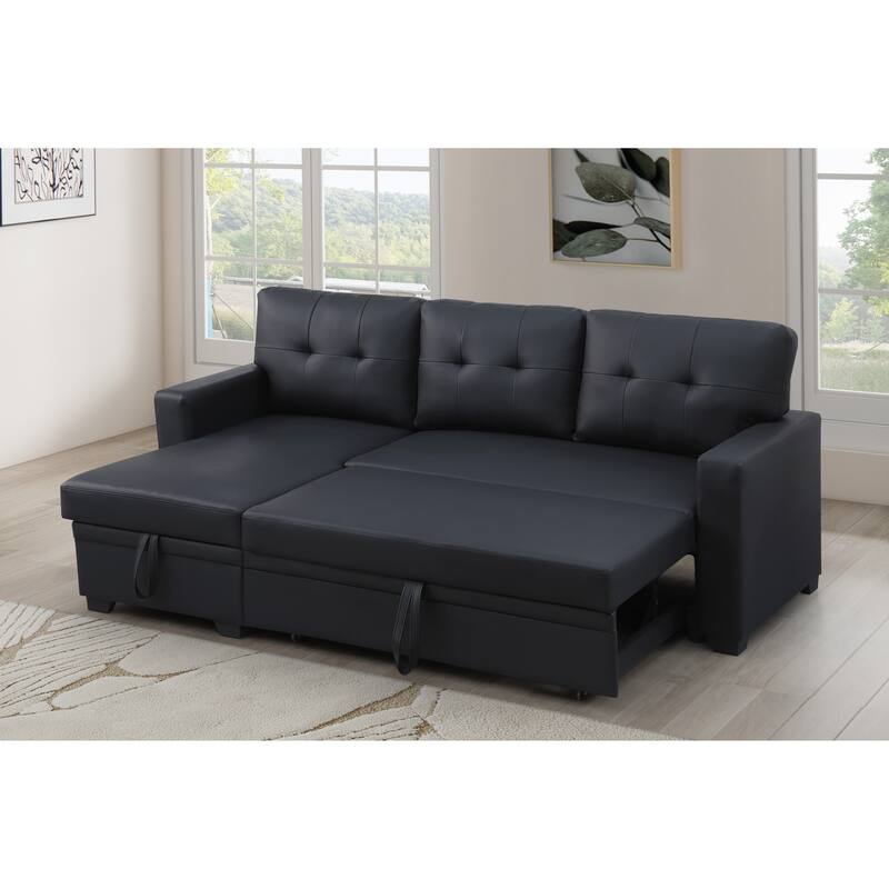 Convertible Upholstered Sectional Sofa With Pull-Out Chaise