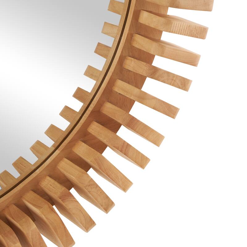 Brown Wood Handmade Room Wall Mirror with Spiral Edges - 3"W x 32"L x 32"H