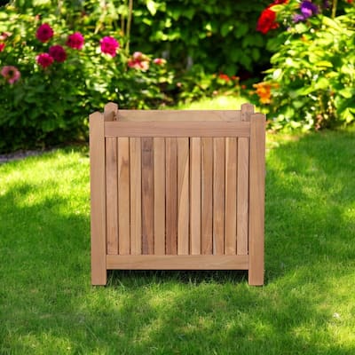 HomeRoots 22" Natural Solid Wood Indoor Outdoor Square Planter Box