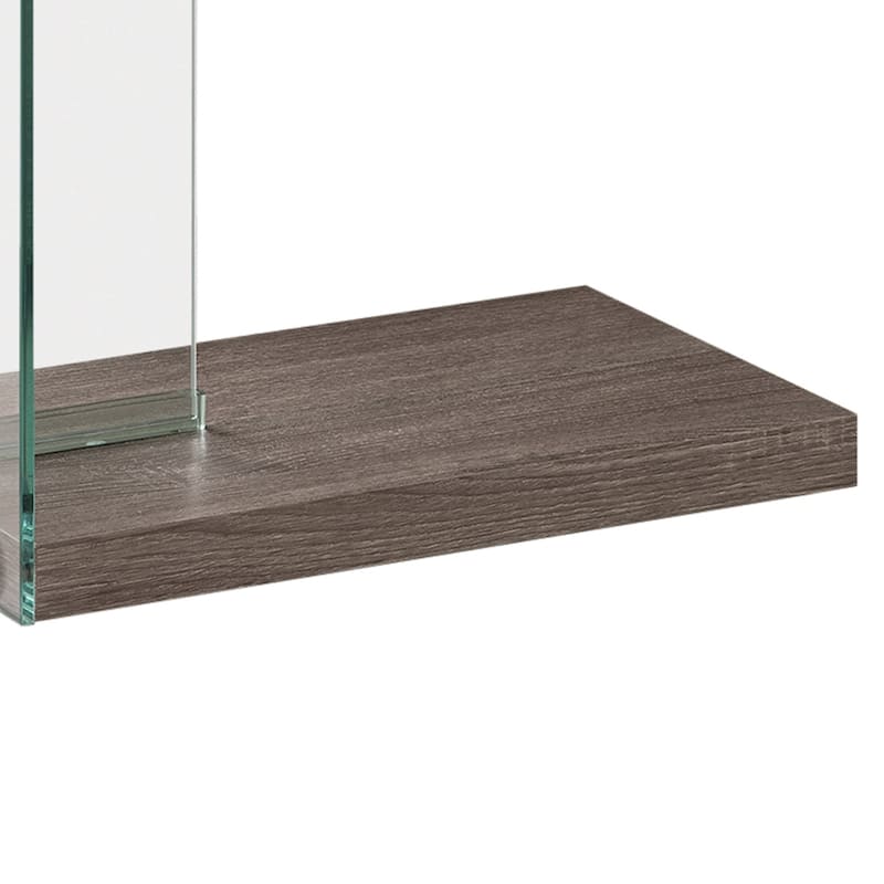 Contemporary Wood And Glass Snack Table, Gray And Clear - 24.75 H x 10 W x 18.5 L Inches