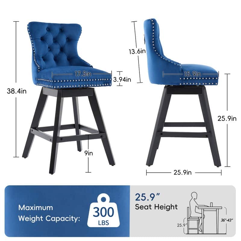 Swivel Velvet Leisure Style Bar stools Set of 8